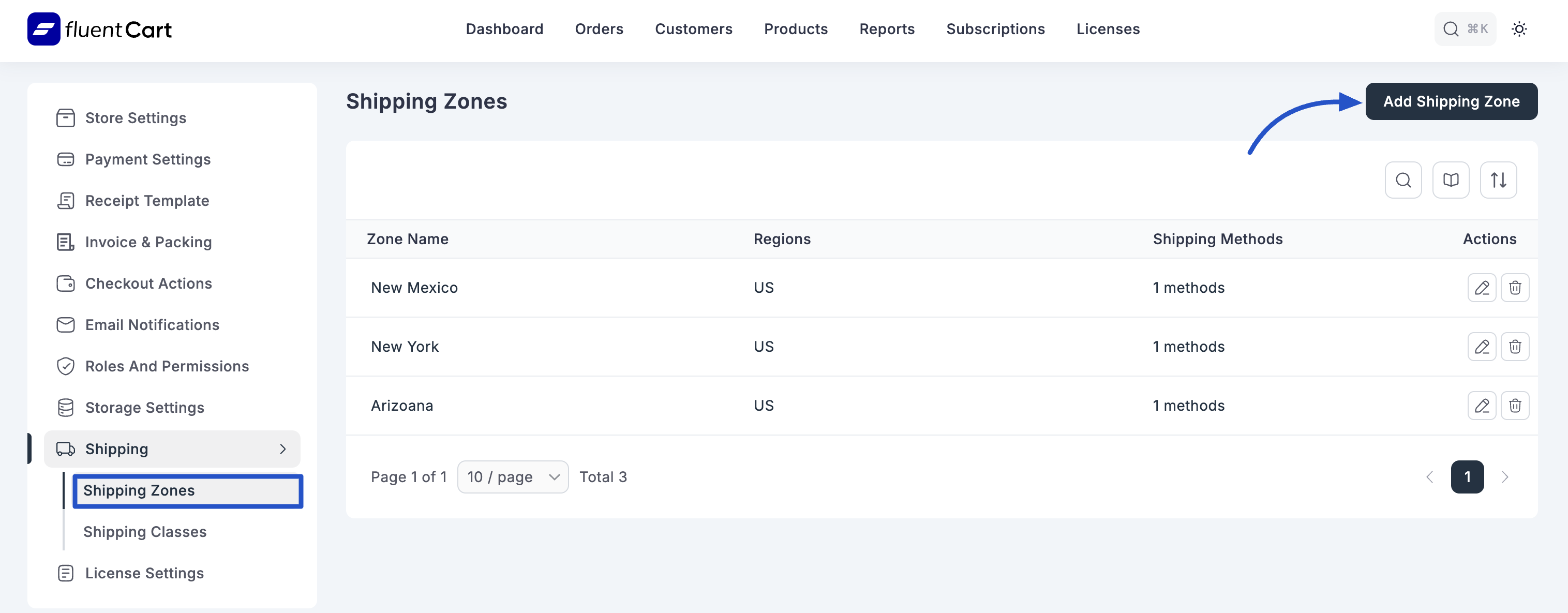 Screenshot of Configuring Shipping Zones