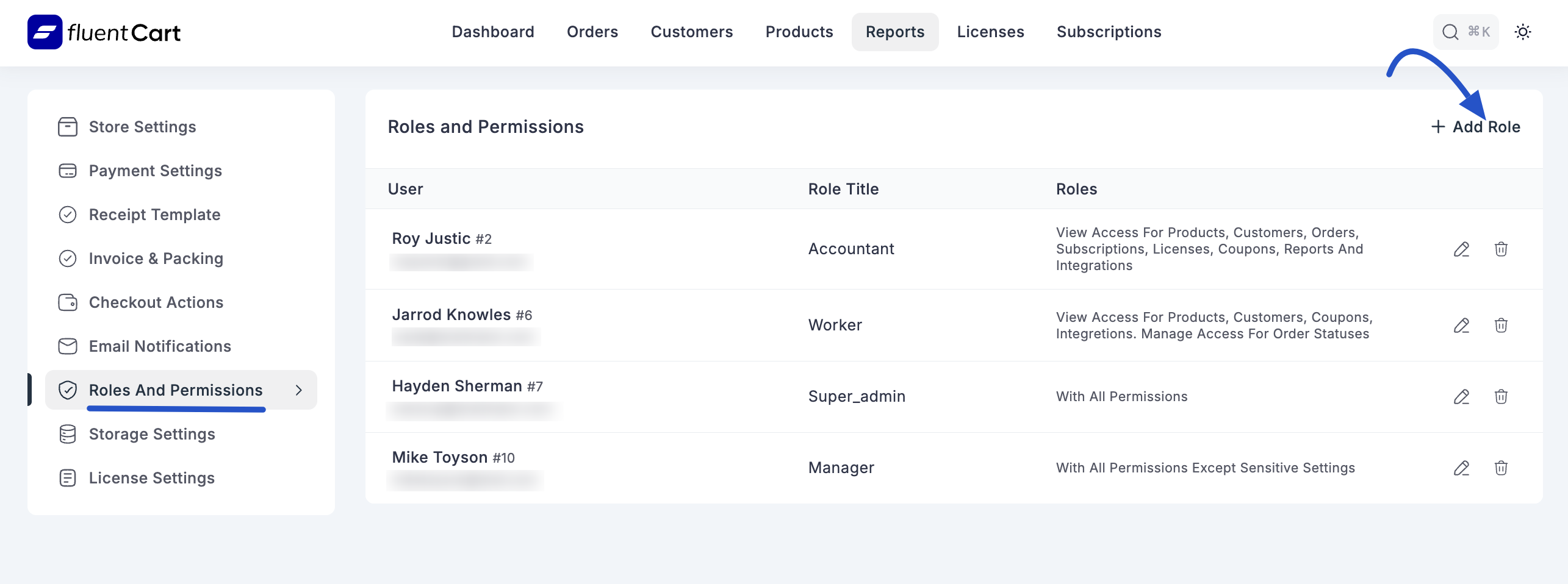 Screenshot of Add Role Button