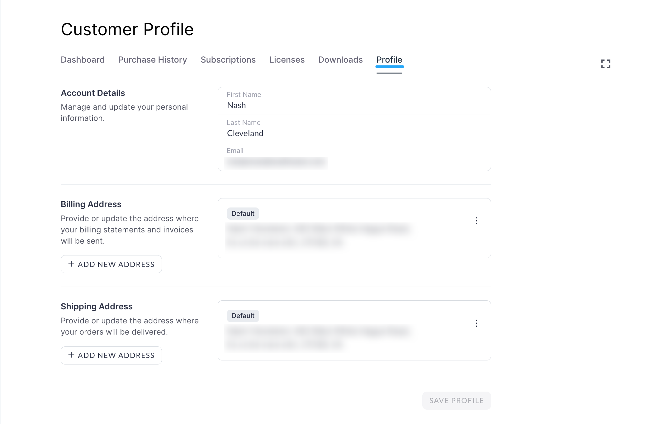Screenshot of Purchase History