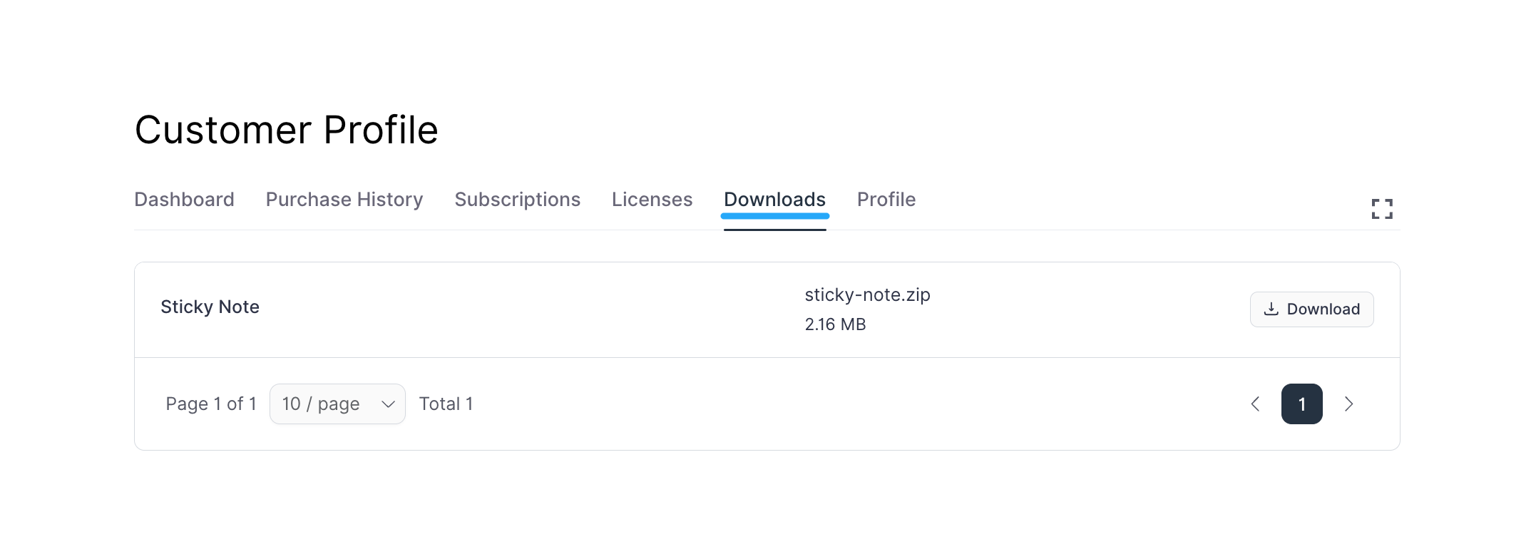 Screenshot of Licenses