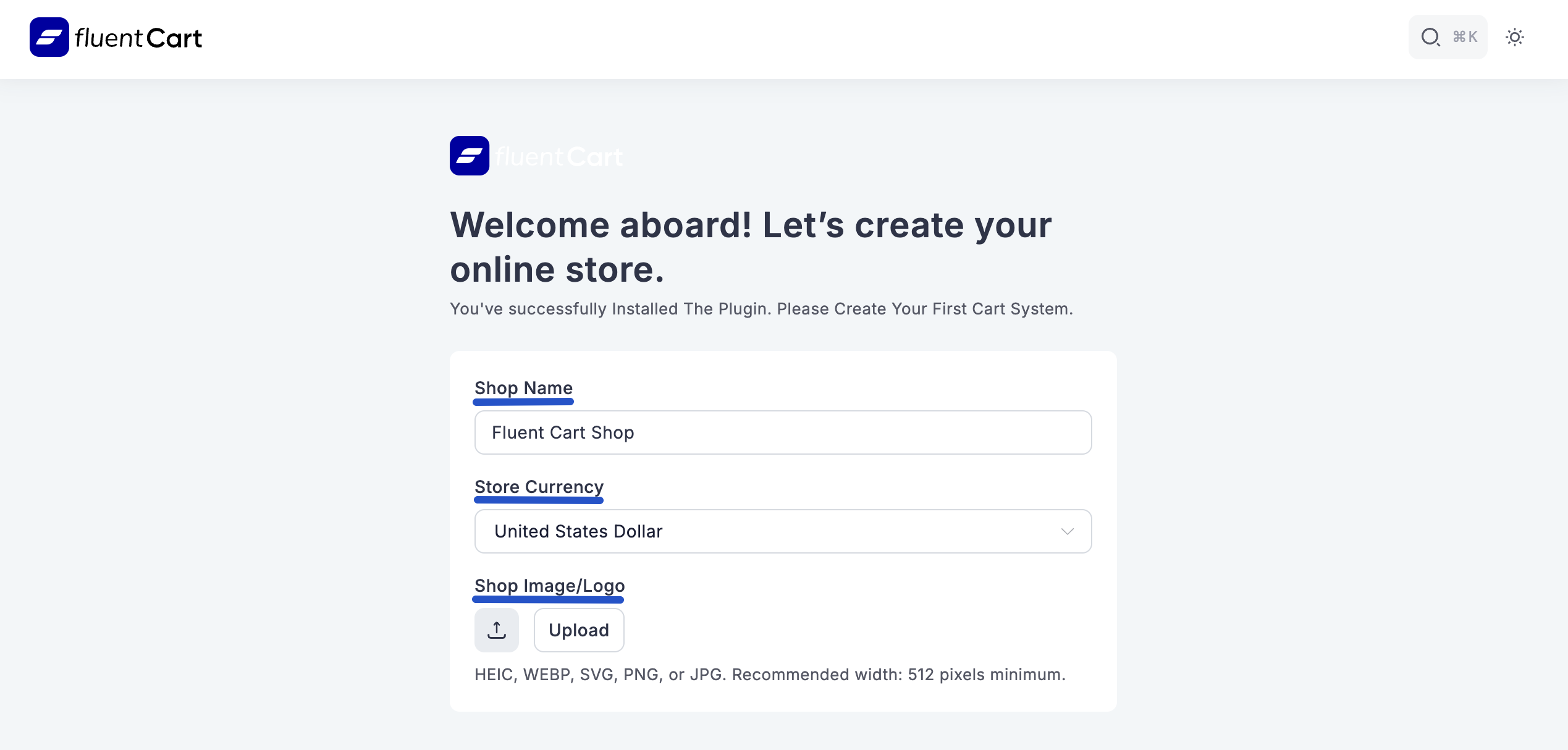 Screenshot of Initial Setup Wizard - Store Details